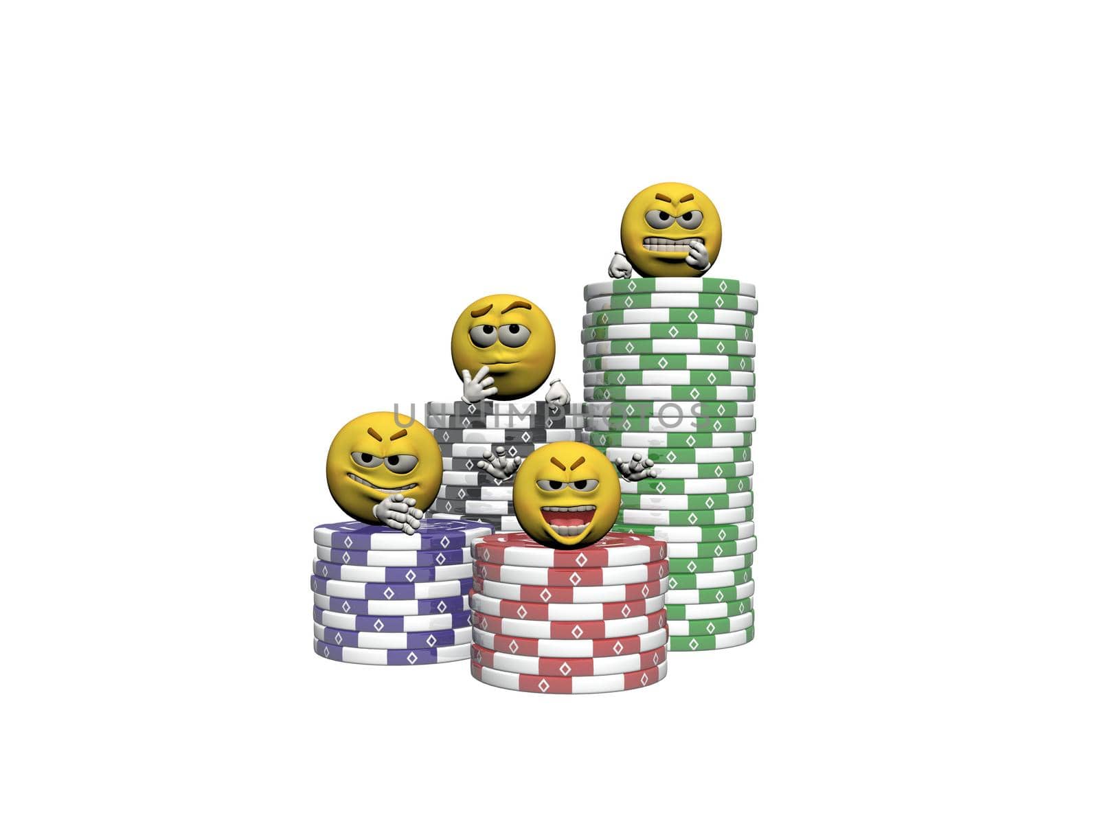 emoticon that play casino - 3d render by mariephotos