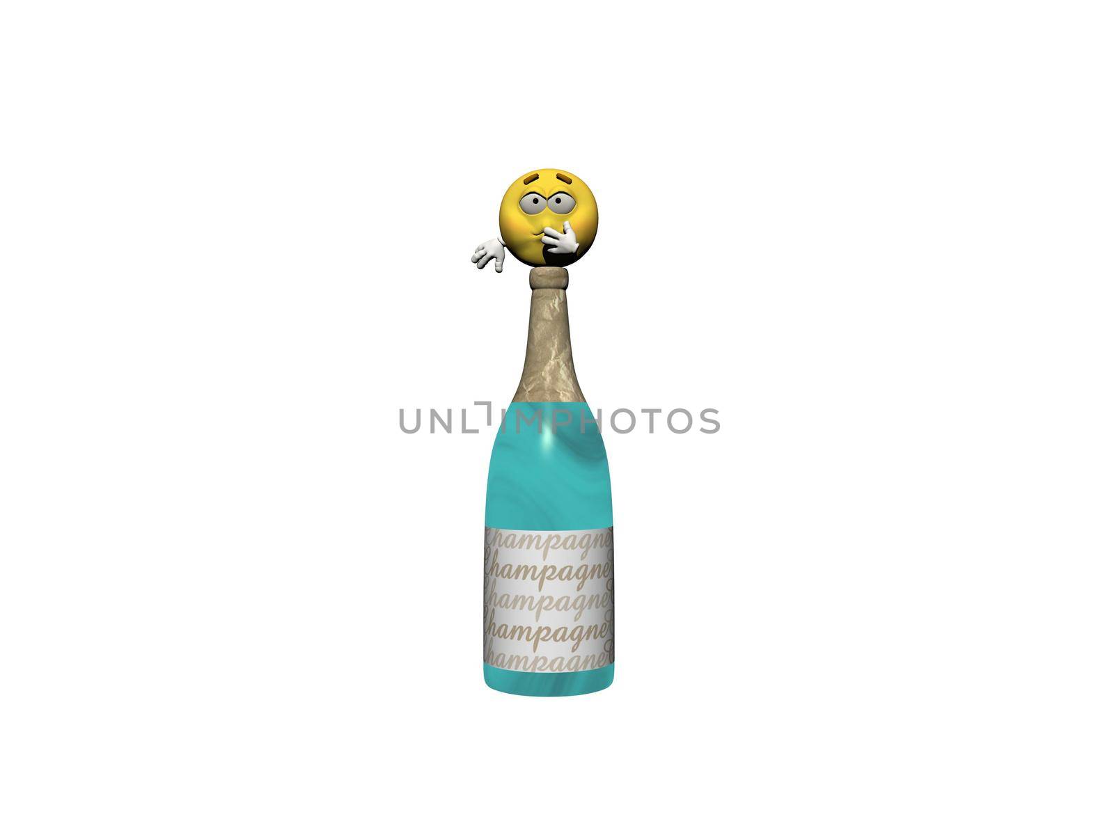 emoticon sick of having drunk too much champagne - 3d render by mariephotos