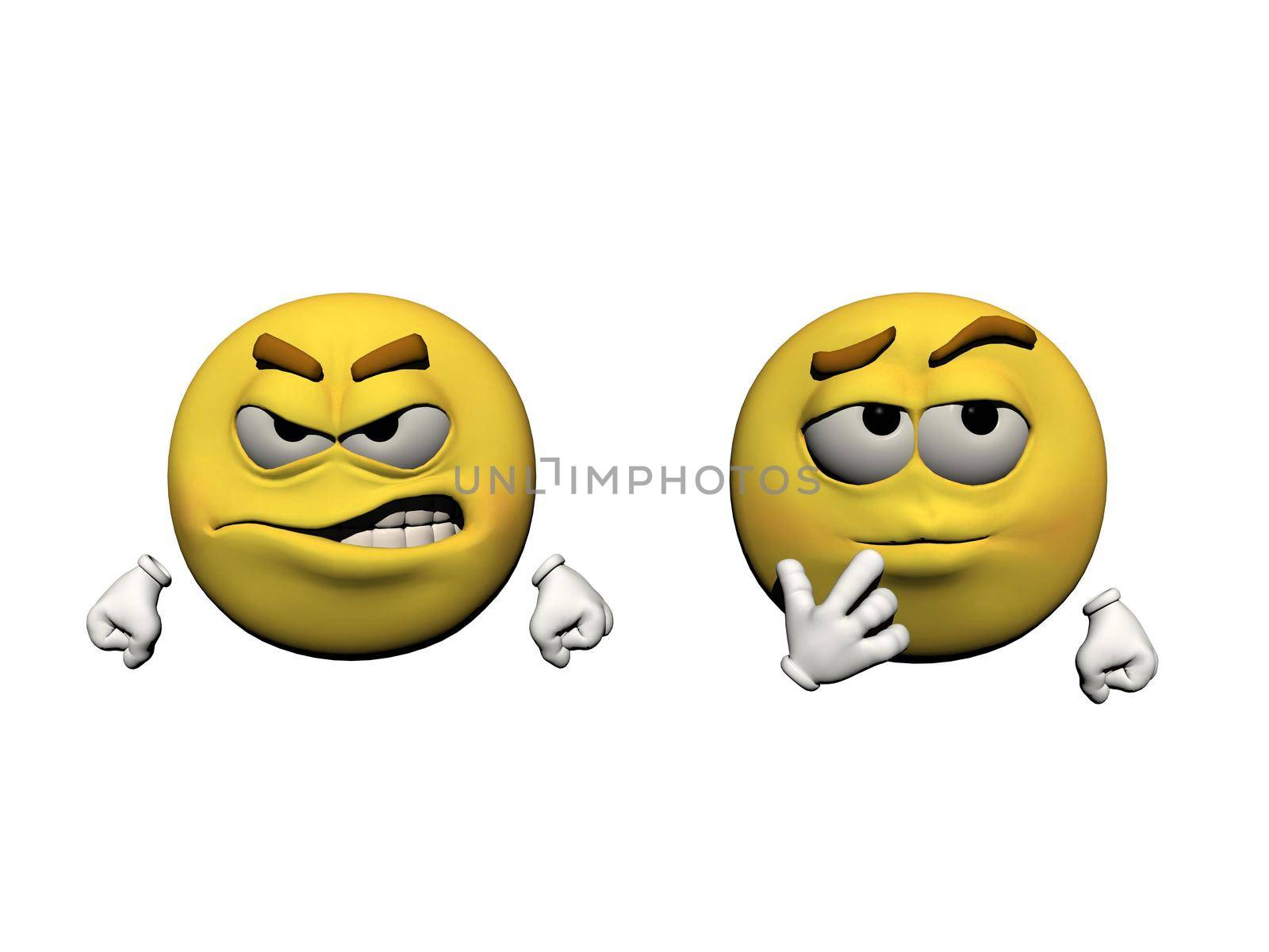 emoticon angry and that questions - 3d render by mariephotos