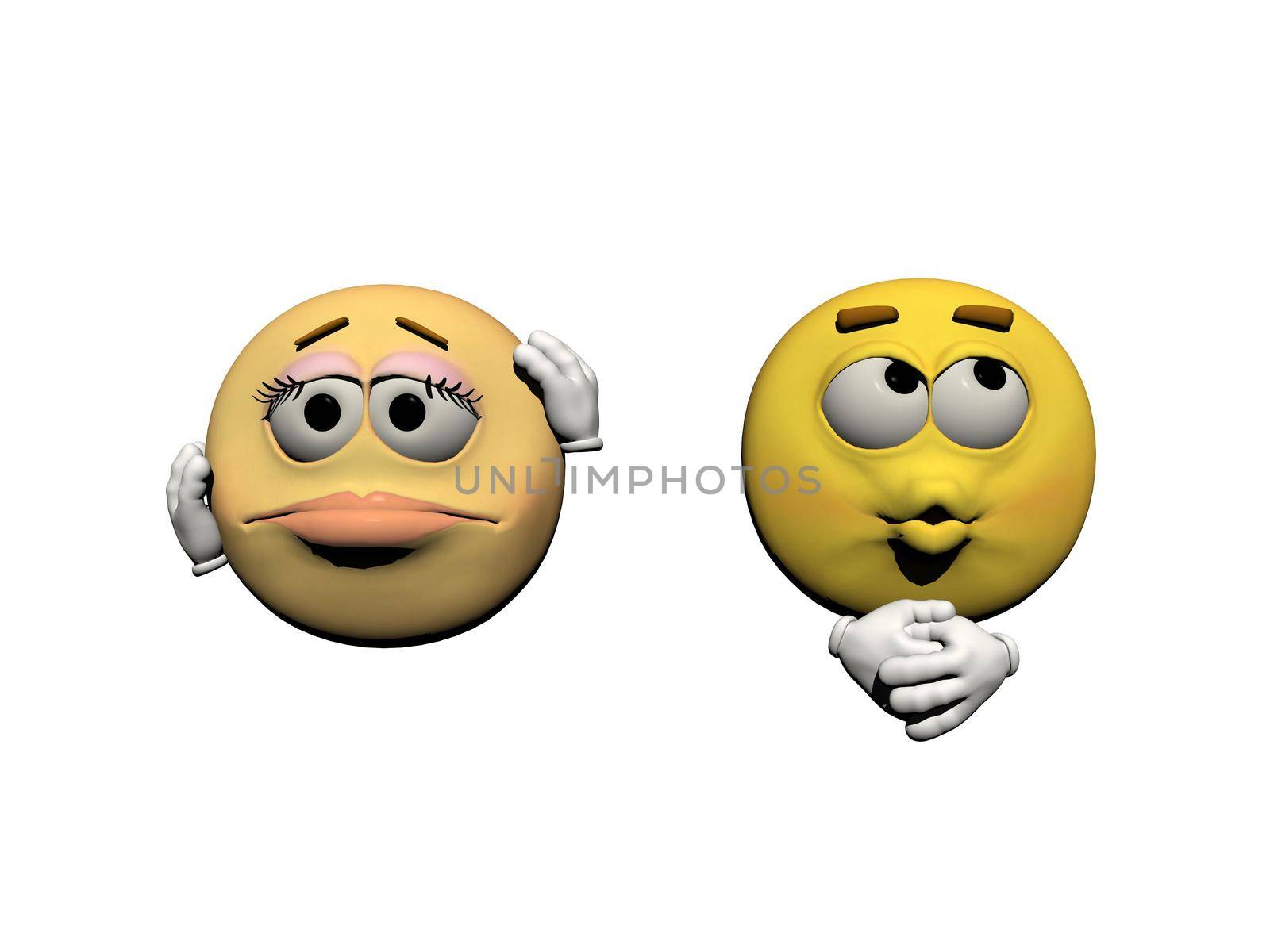 emoticon woman and man - 3d render by mariephotos