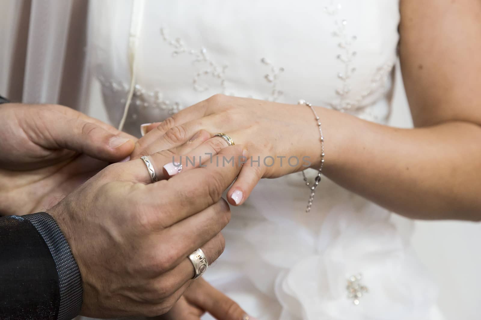 Close up view of wedding rings