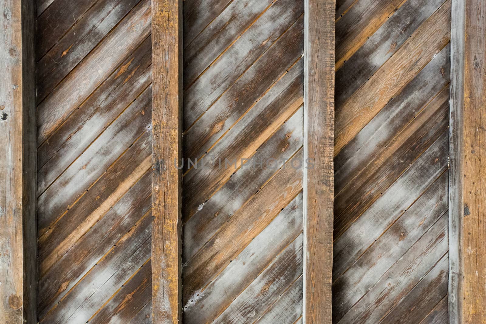 Bottom view of a  floor made of woden planks of a medieval fortress