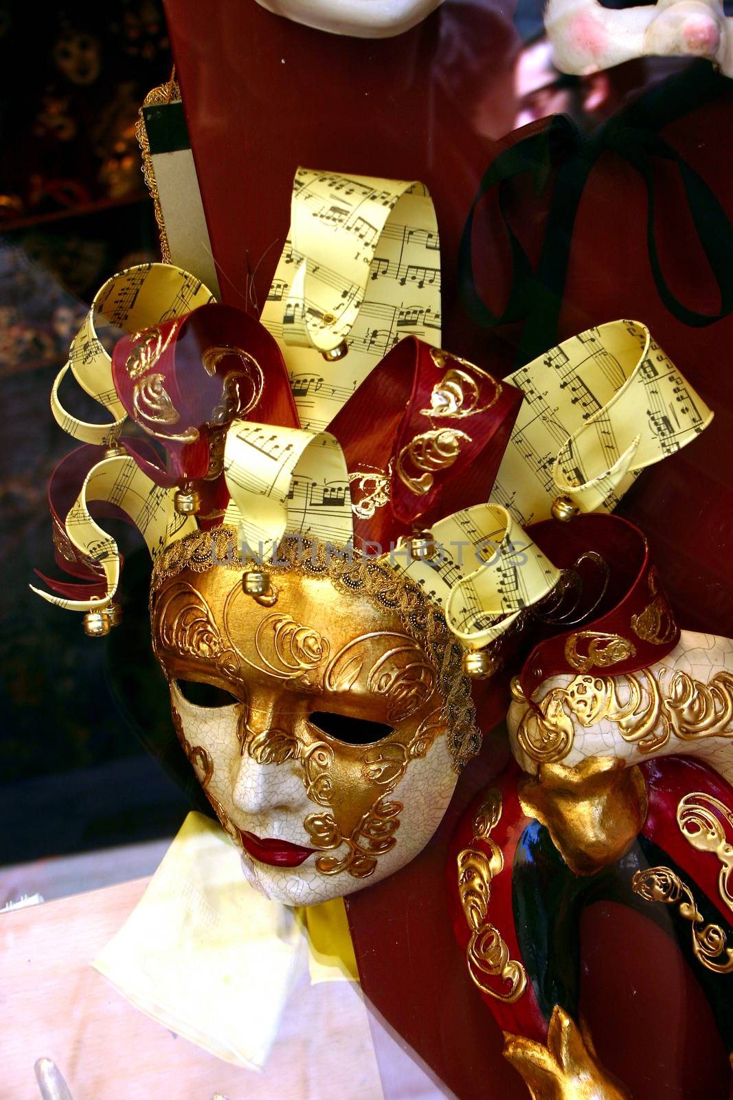 Venetian mask with musical notes