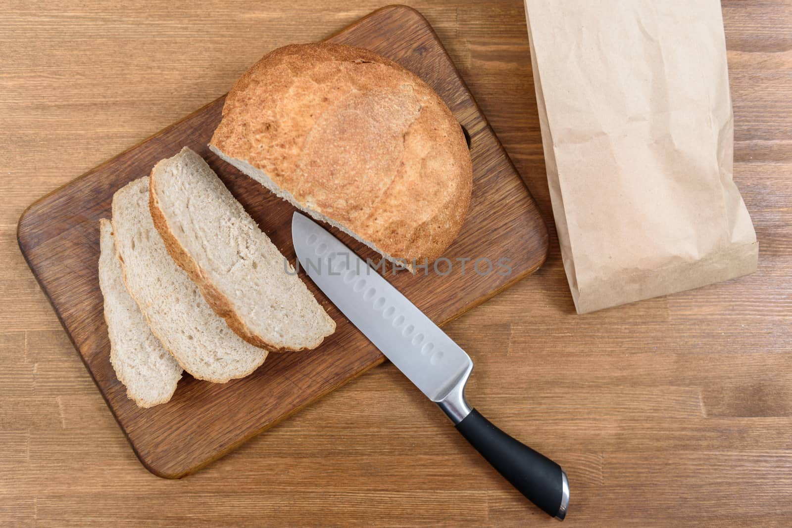 grain bread is sliced on the Board