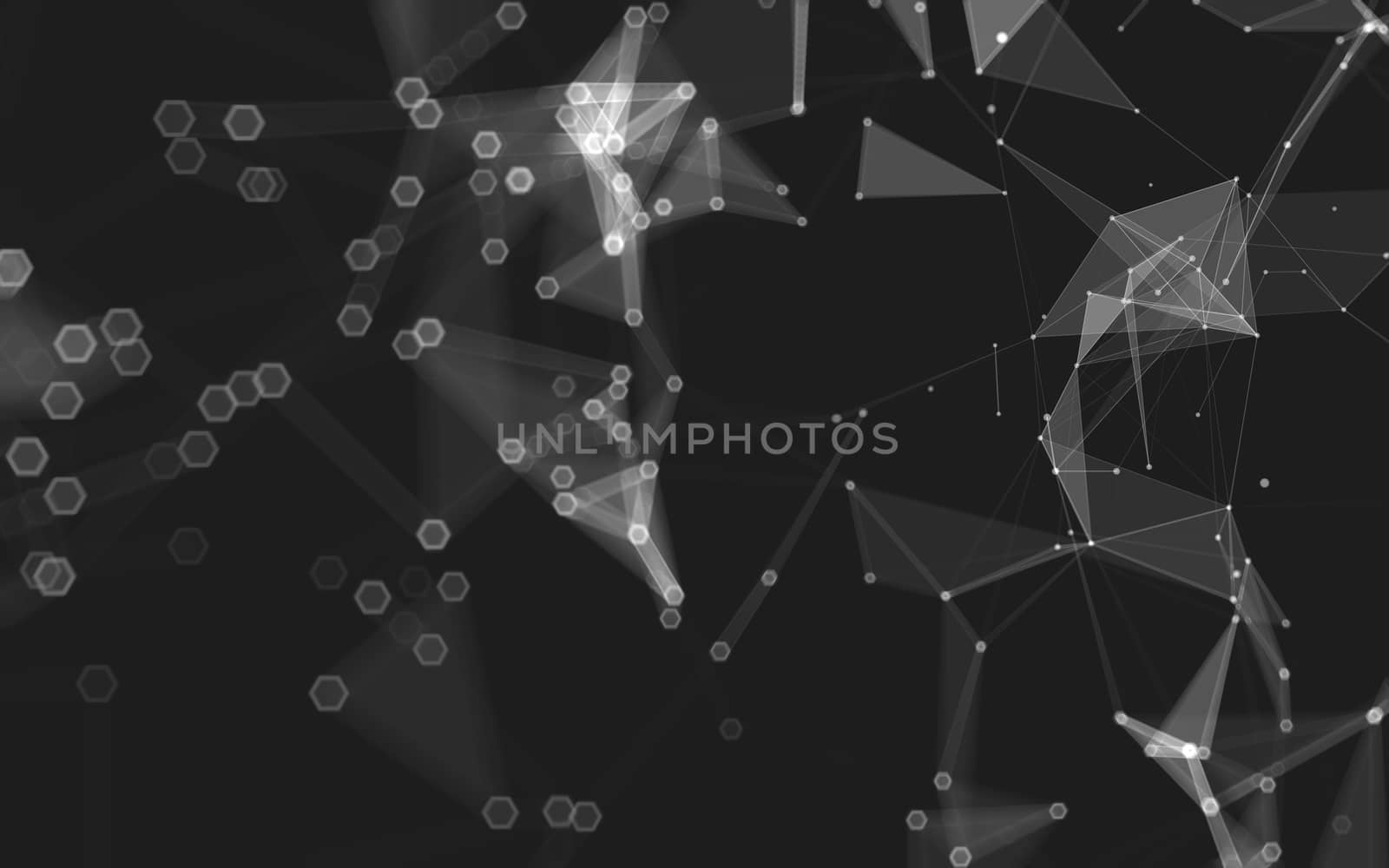 Abstract polygonal space low poly dark background with connecting dots and lines. Connection structure. 3d rendering