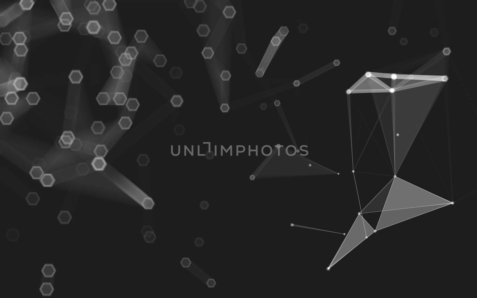 Abstract polygonal space low poly dark background with connecting dots and lines. Connection structure. 3d rendering