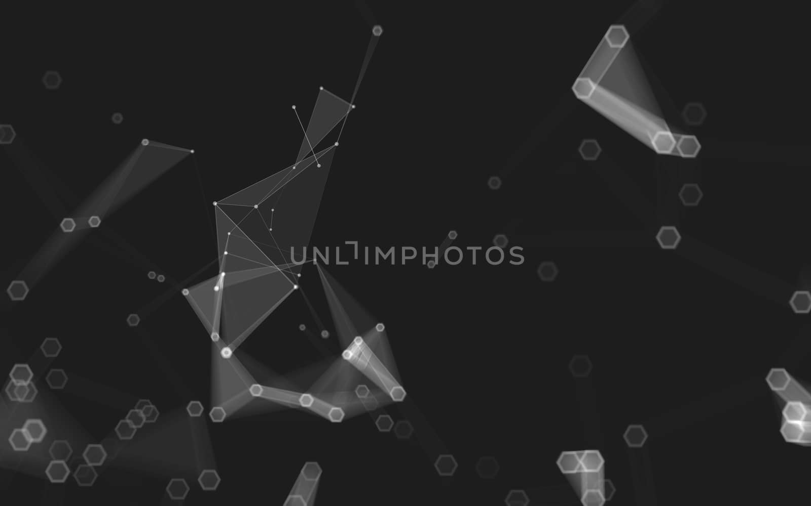 Abstract polygonal space low poly dark background with connecting dots and lines. Connection structure. 3d rendering