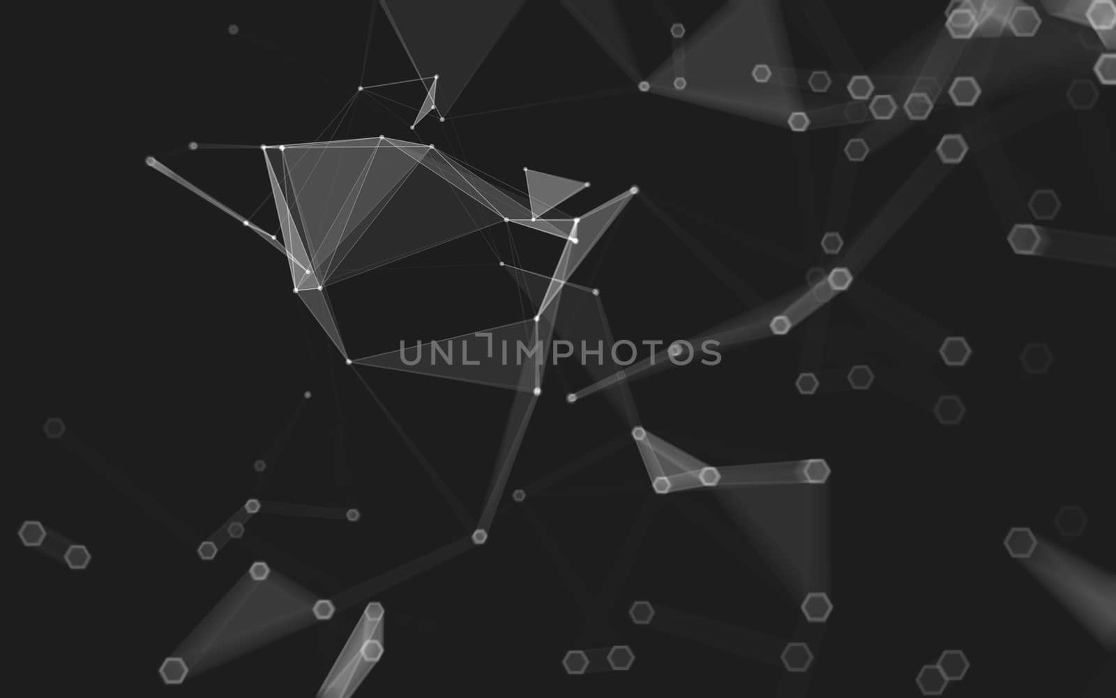 Abstract polygonal space low poly dark background with connecting dots and lines. Connection structure. 3d rendering