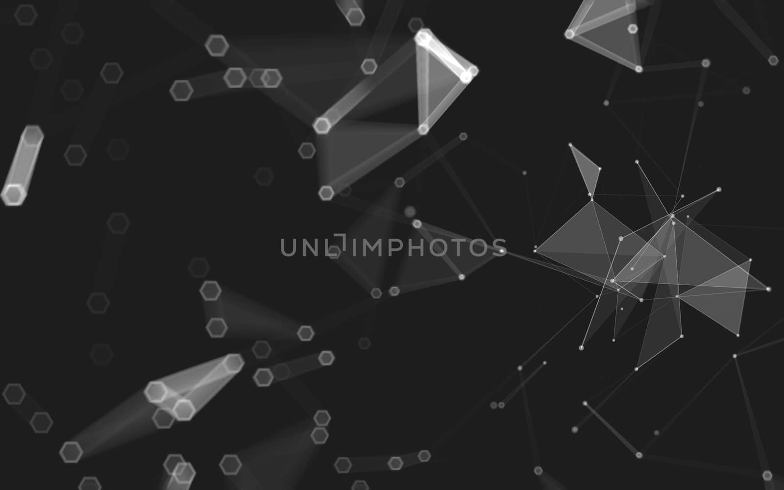 Abstract polygonal space low poly dark background with connecting dots and lines. Connection structure. 3d rendering