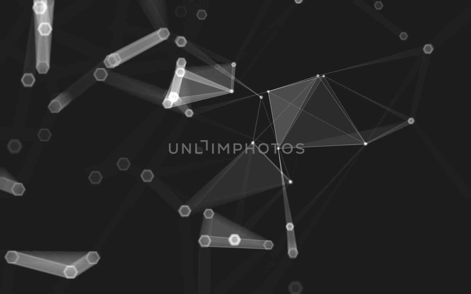 Abstract polygonal space low poly dark background with connecting dots and lines. Connection structure. 3d rendering