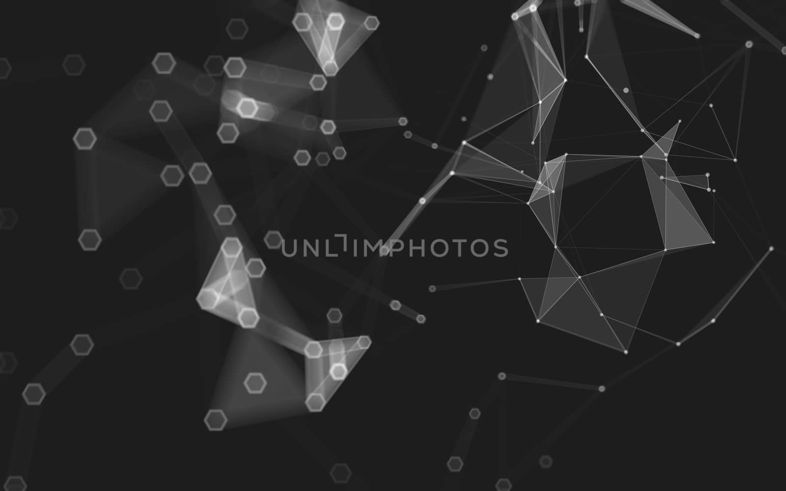 Abstract polygonal space low poly dark background with connecting dots and lines. Connection structure. 3d rendering