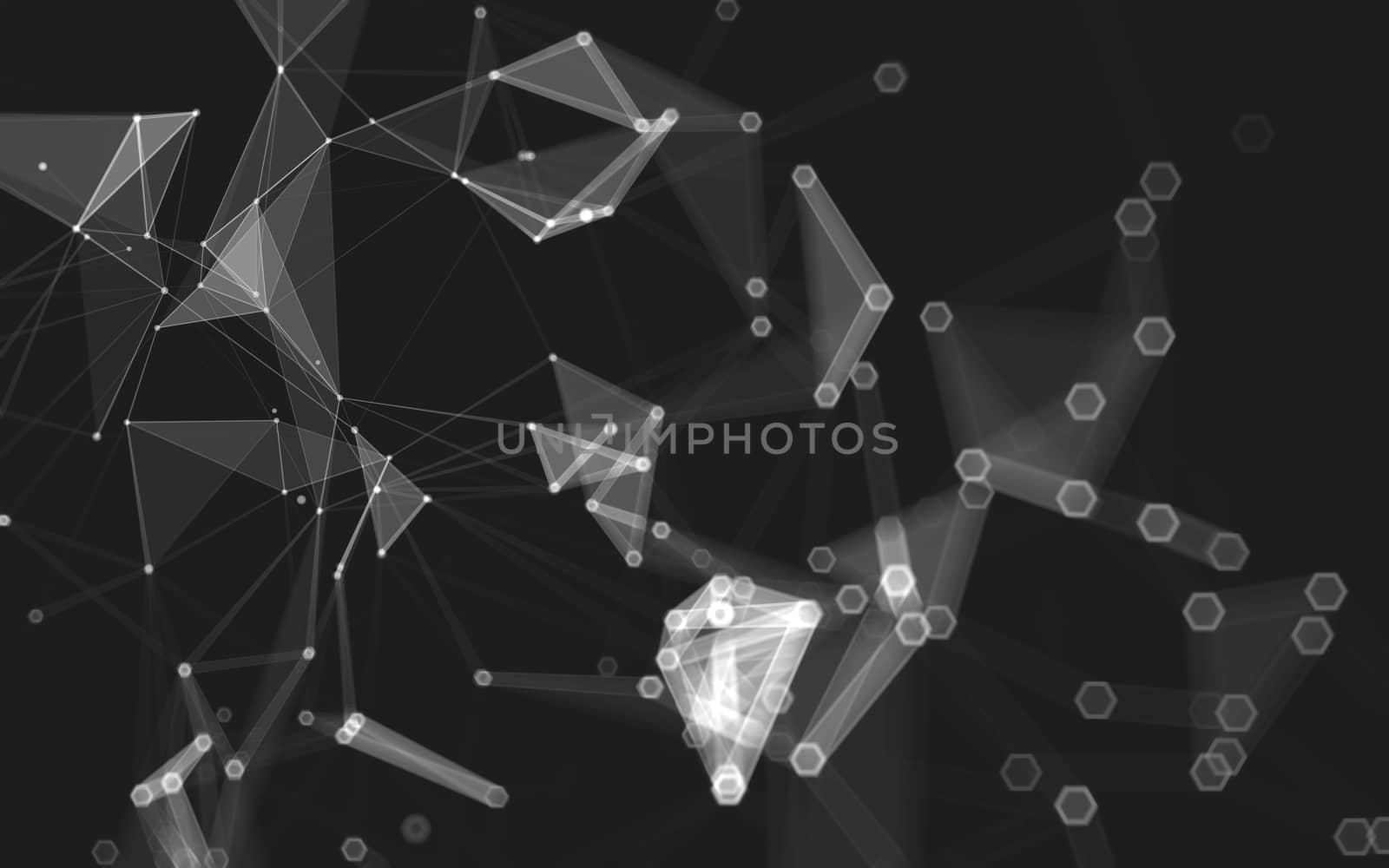 Abstract polygonal space low poly dark background with connecting dots and lines. Connection structure. 3d rendering