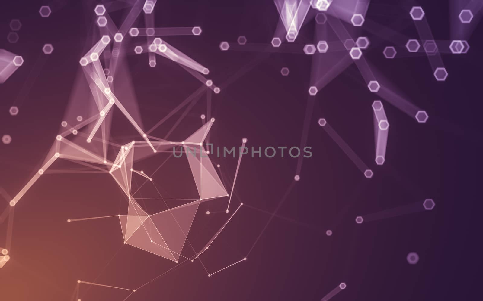 Abstract polygonal space low poly dark background with connecting dots and lines. Connection structure. 3d rendering