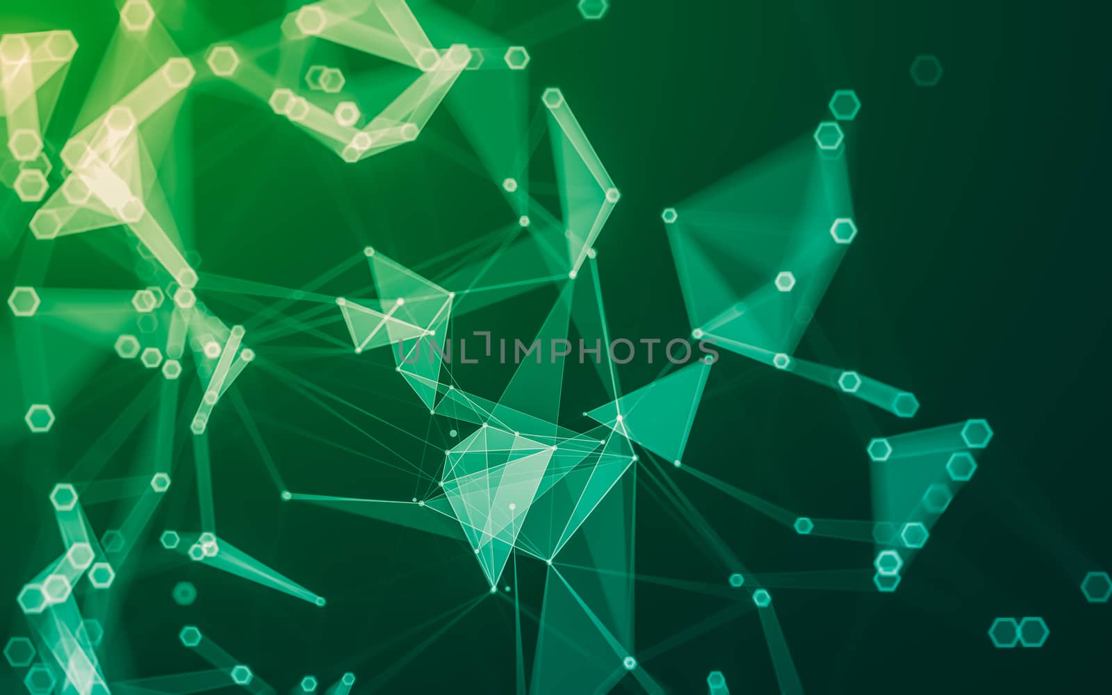 Abstract polygonal space low poly dark background with connecting dots and lines. Connection structure. 3d rendering