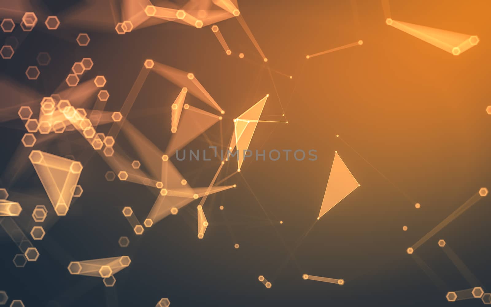 Abstract polygonal space low poly dark background with connecting dots and lines. Connection structure. 3d rendering