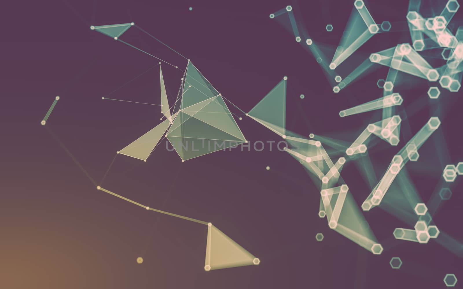 Abstract polygonal space low poly dark background with connecting dots and lines. Connection structure. 3d rendering