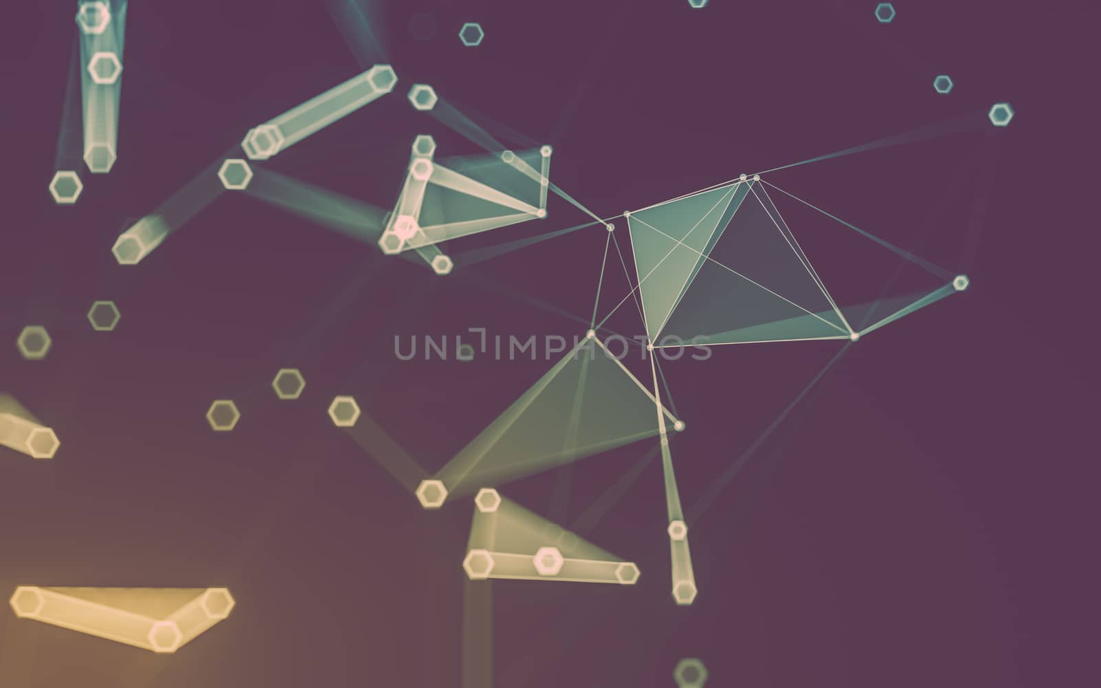 Abstract polygonal space low poly dark background with connecting dots and lines. Connection structure. 3d rendering