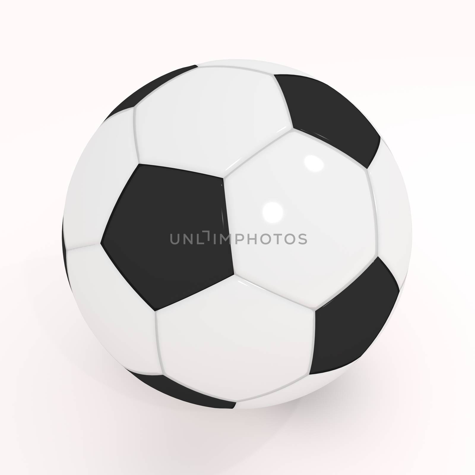 Realistic soccer ball on white with shadow, element for design, 3D Blender.