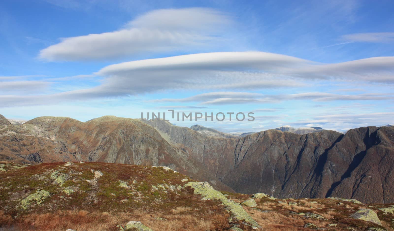 Cloudes over the mountains in Balestrand