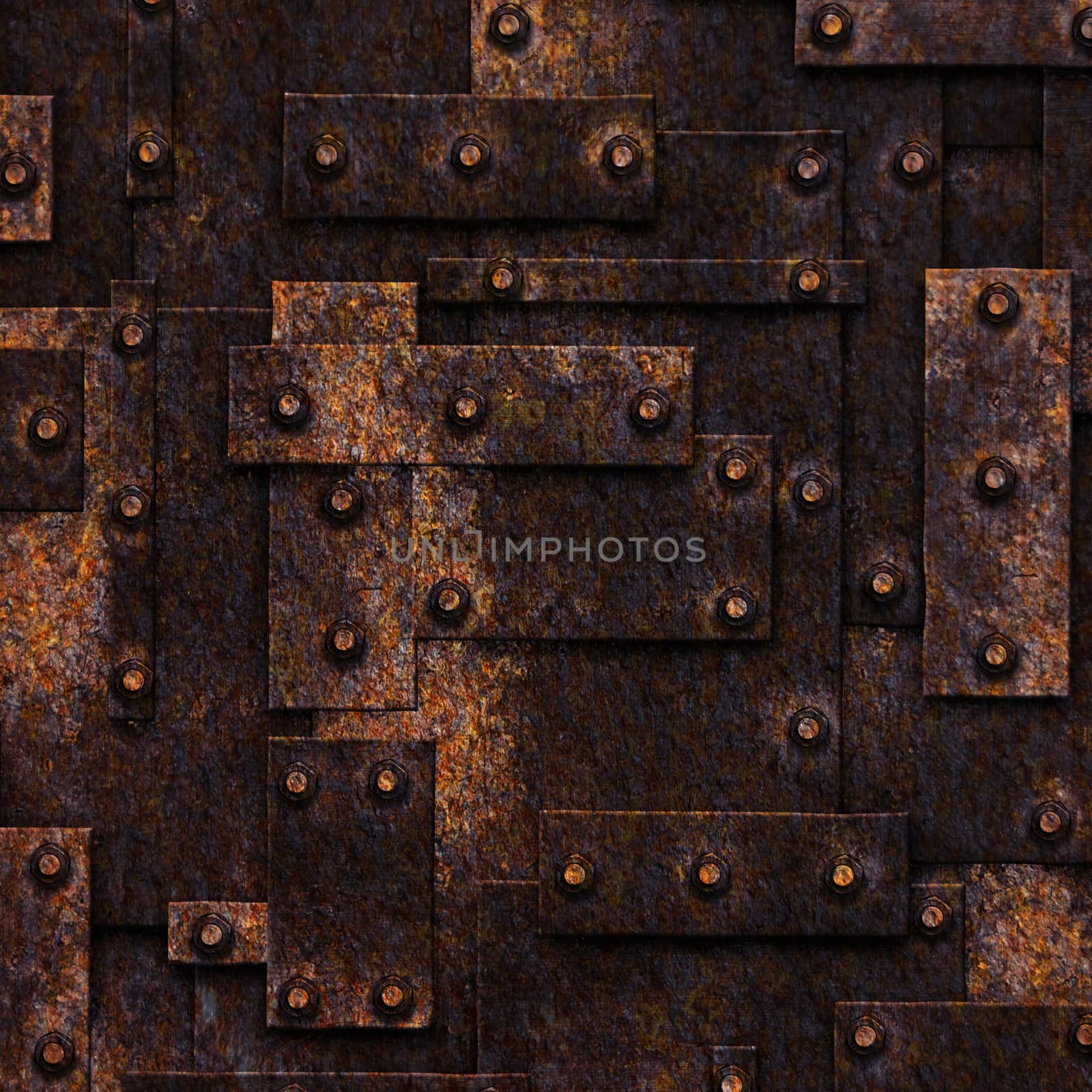 rusty fix wall. grunge metal background and texture. 3d illustration.