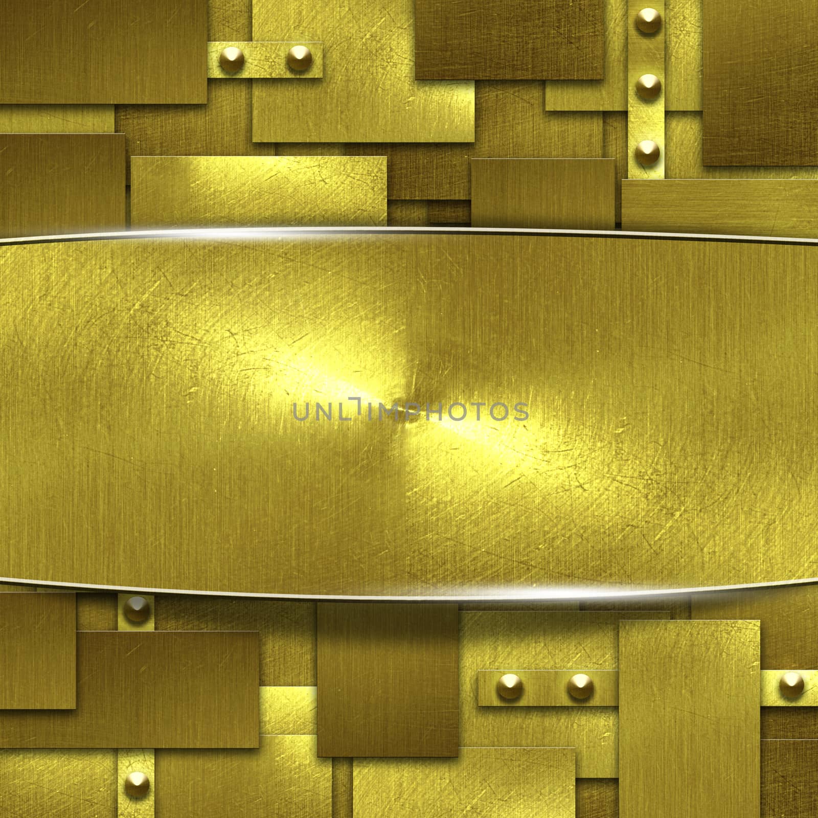 shiny gold fix wall and signboard. gold background and texture. 3d illustration.