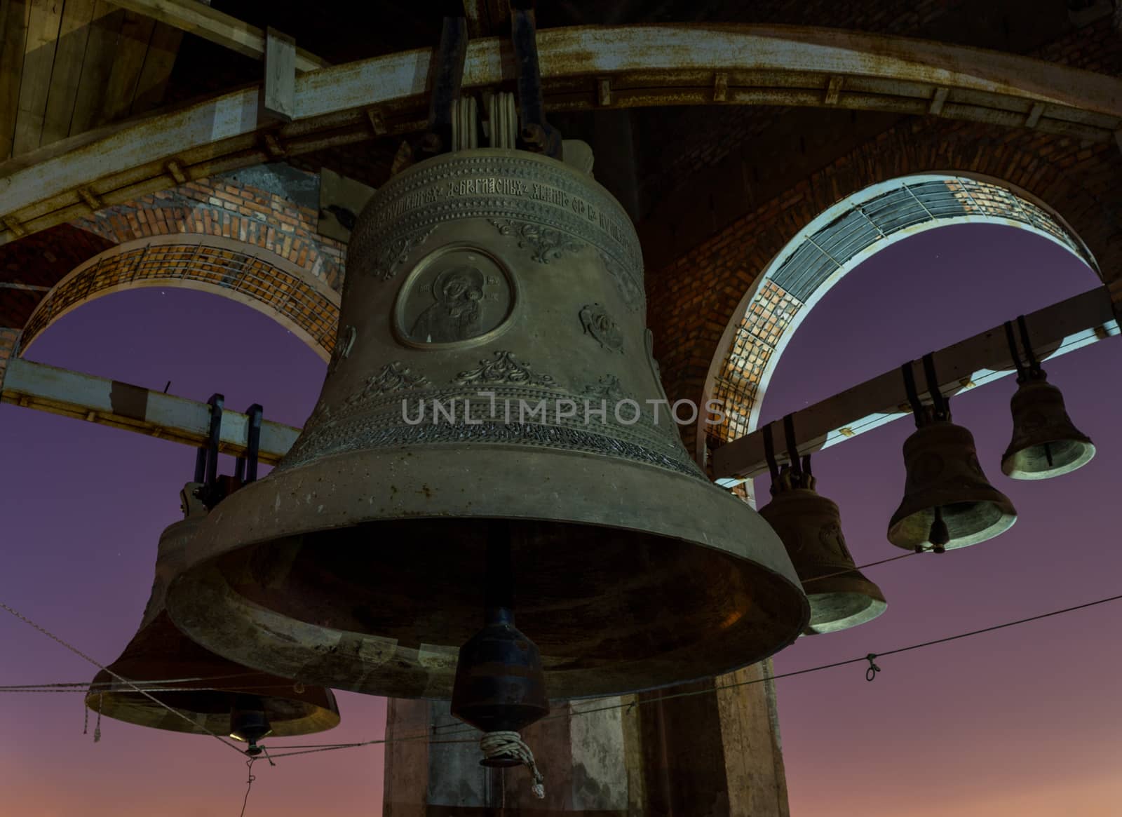 Night view at the full moon of the bells at the Cathedrals’ belfry by straannick