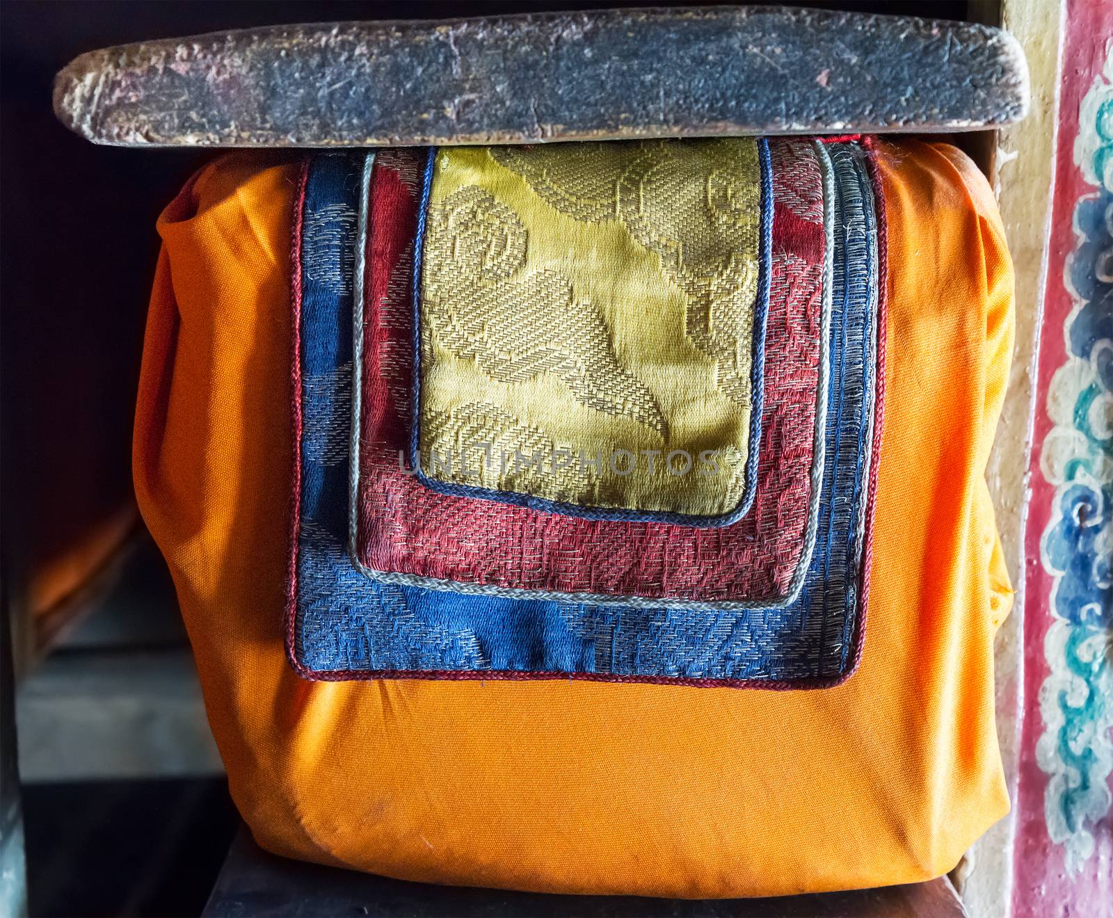 The book from the ancient Tibetan buddhist library. Himalayas, Ladakh, northern India.