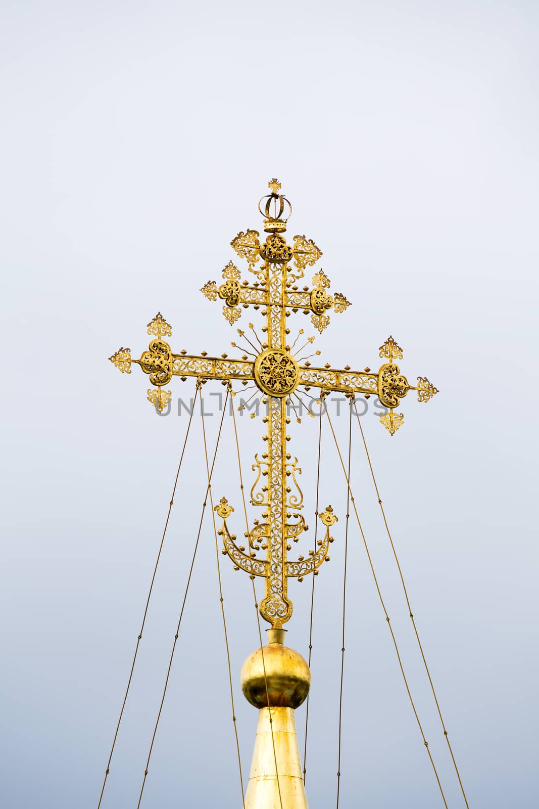 Gold cross of the central dome of the Cathedral of the Assumption of Blessed Virgin Mary by straannick