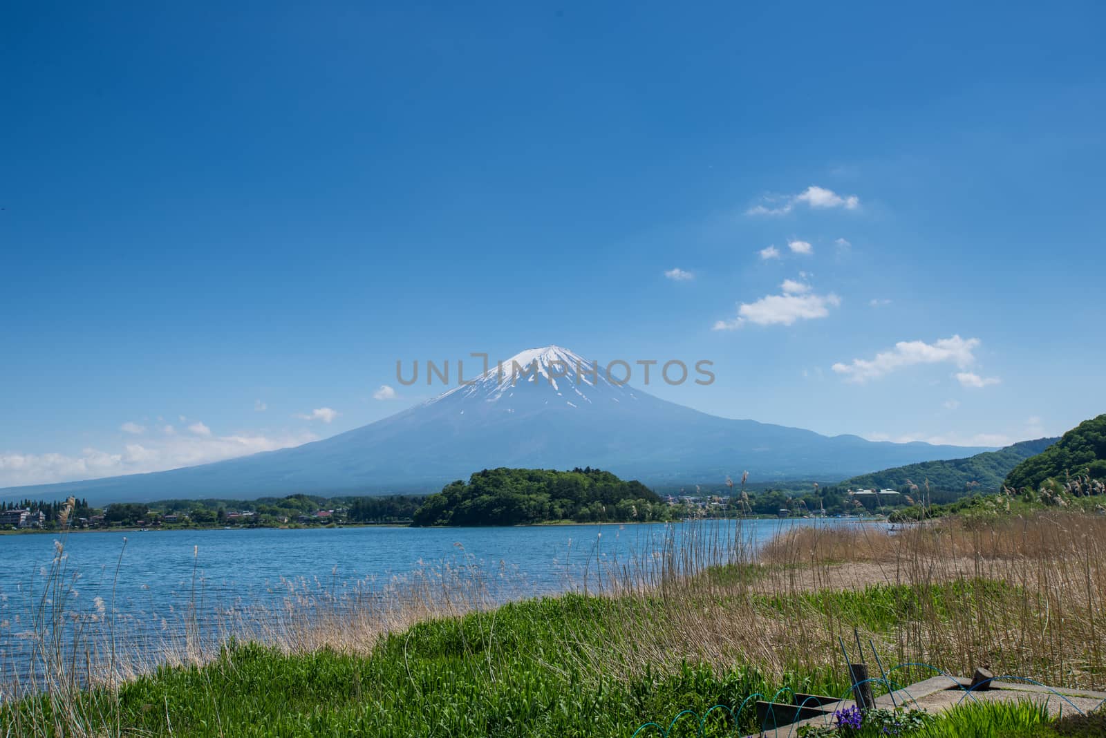 Mount Fuji reflected in Lake , Japan.