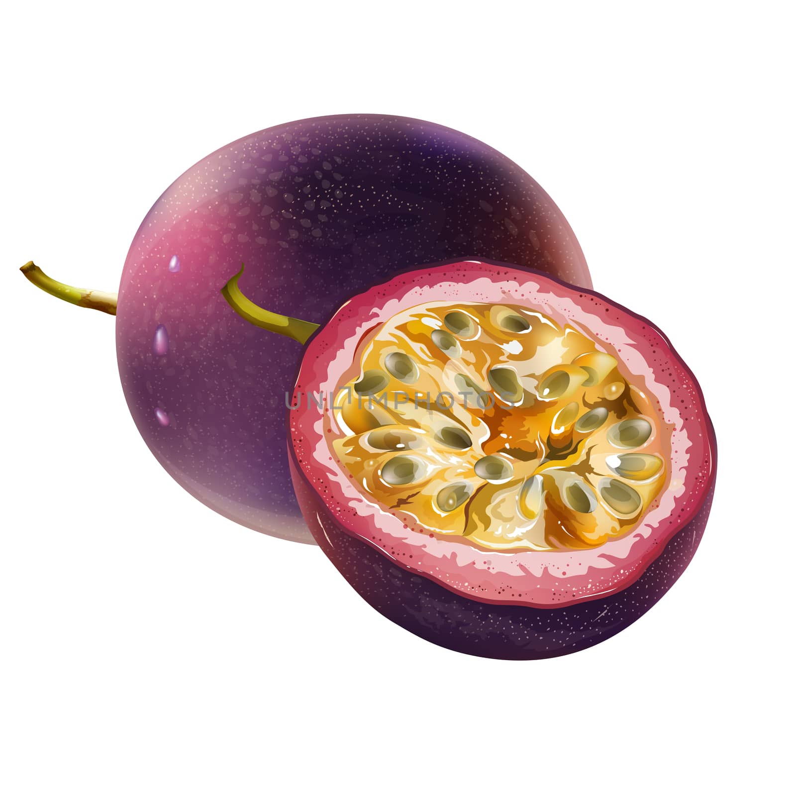 Passionfruit on white background by ConceptCafe