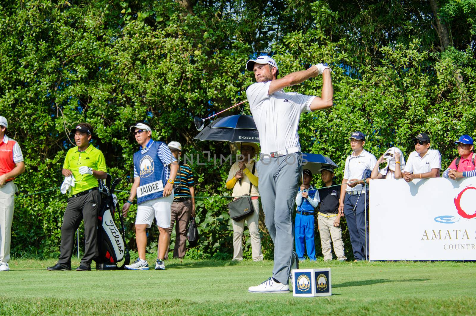 CHONBURI - DECEMBER 13 : Steve Lewton of England player in Thailand Golf Championship 2015 at Amata Spring Country Club on December 13, 2015 in Chonburi, Thailand.