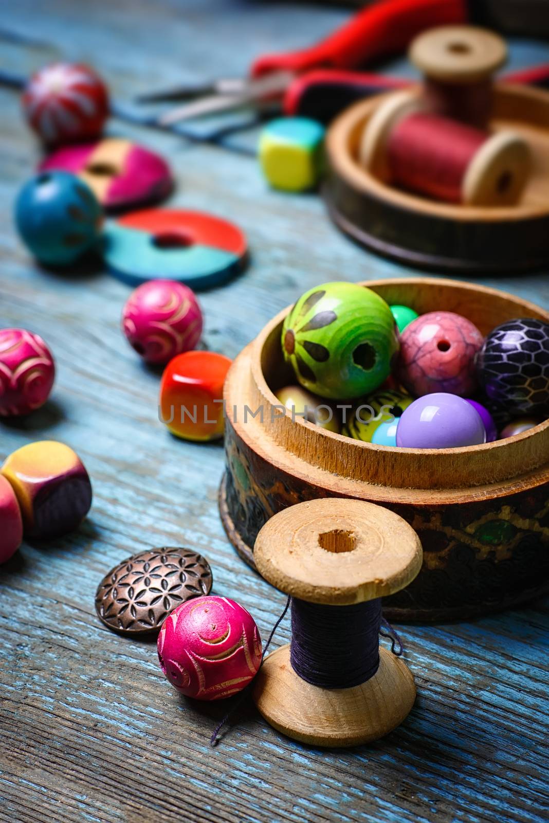 Set of various beads and costume jewellery for hobbies crafts
