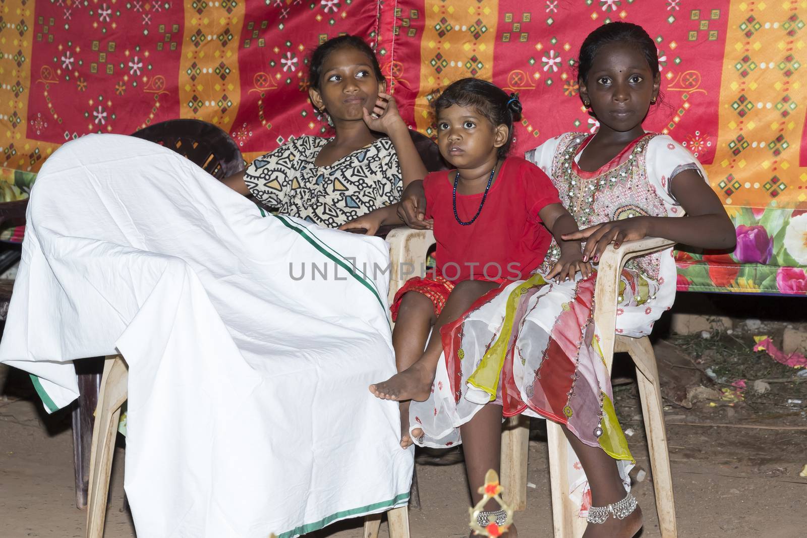 Pondicherry, Tamil Nadu, India - May 11, 2014 : Once month before birth of the baby, families celebrate the soon birth, with village people, offerings, ceremony, gifts