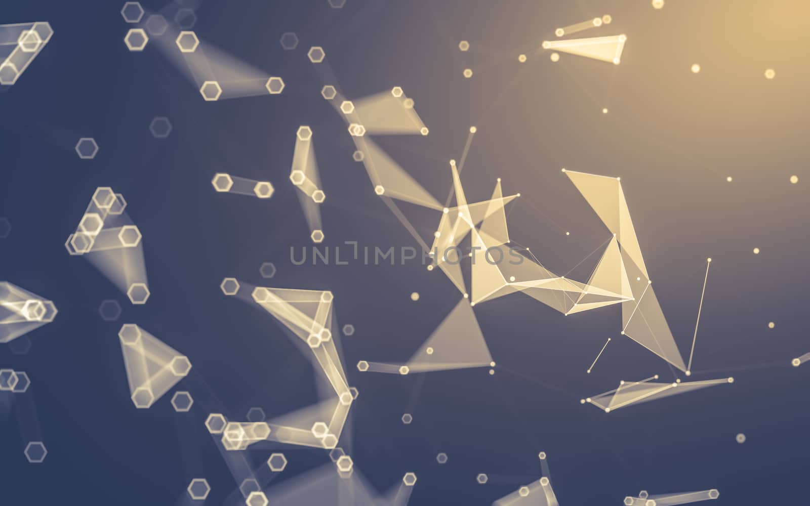 Abstract polygonal space low poly dark background with connecting dots and lines. Connection structure. 3d rendering