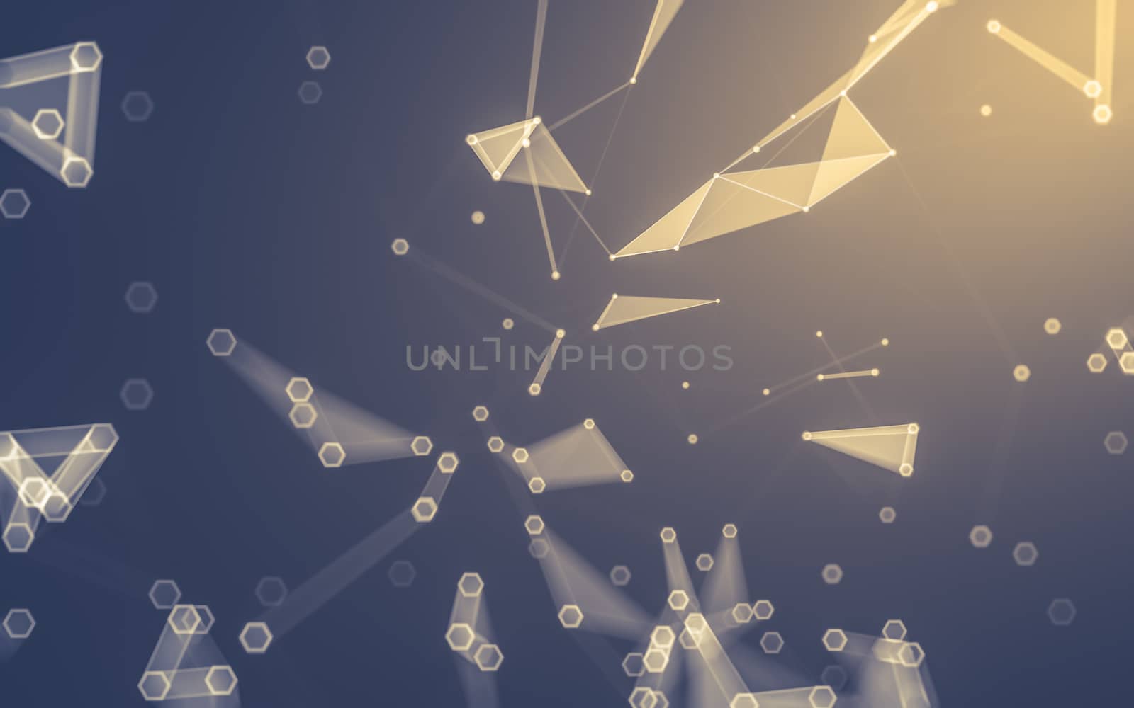 Abstract polygonal space low poly dark background with connecting dots and lines. Connection structure. 3d rendering