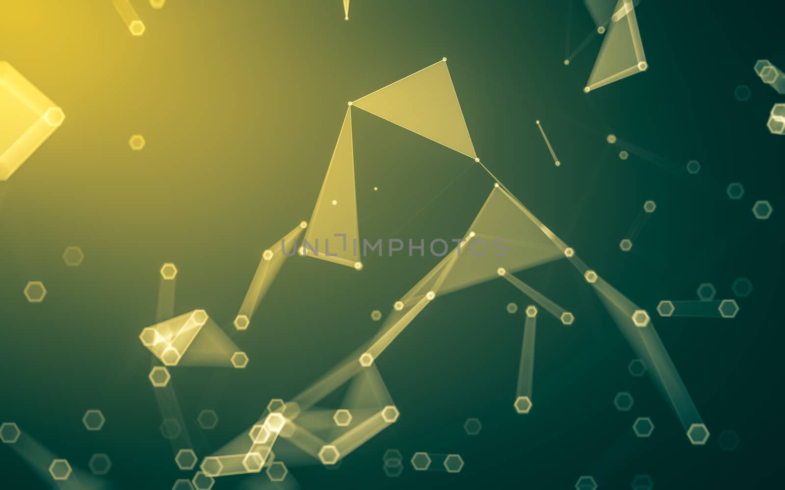 Abstract polygonal space low poly dark background with connecting dots and lines. Connection structure. 3d rendering