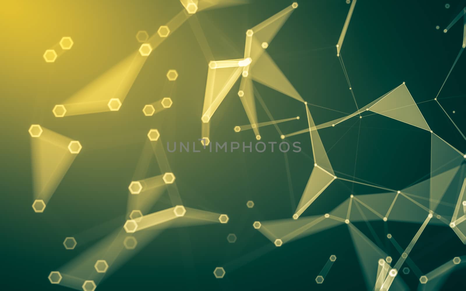 Abstract polygonal space low poly dark background with connecting dots and lines. Connection structure. 3d rendering