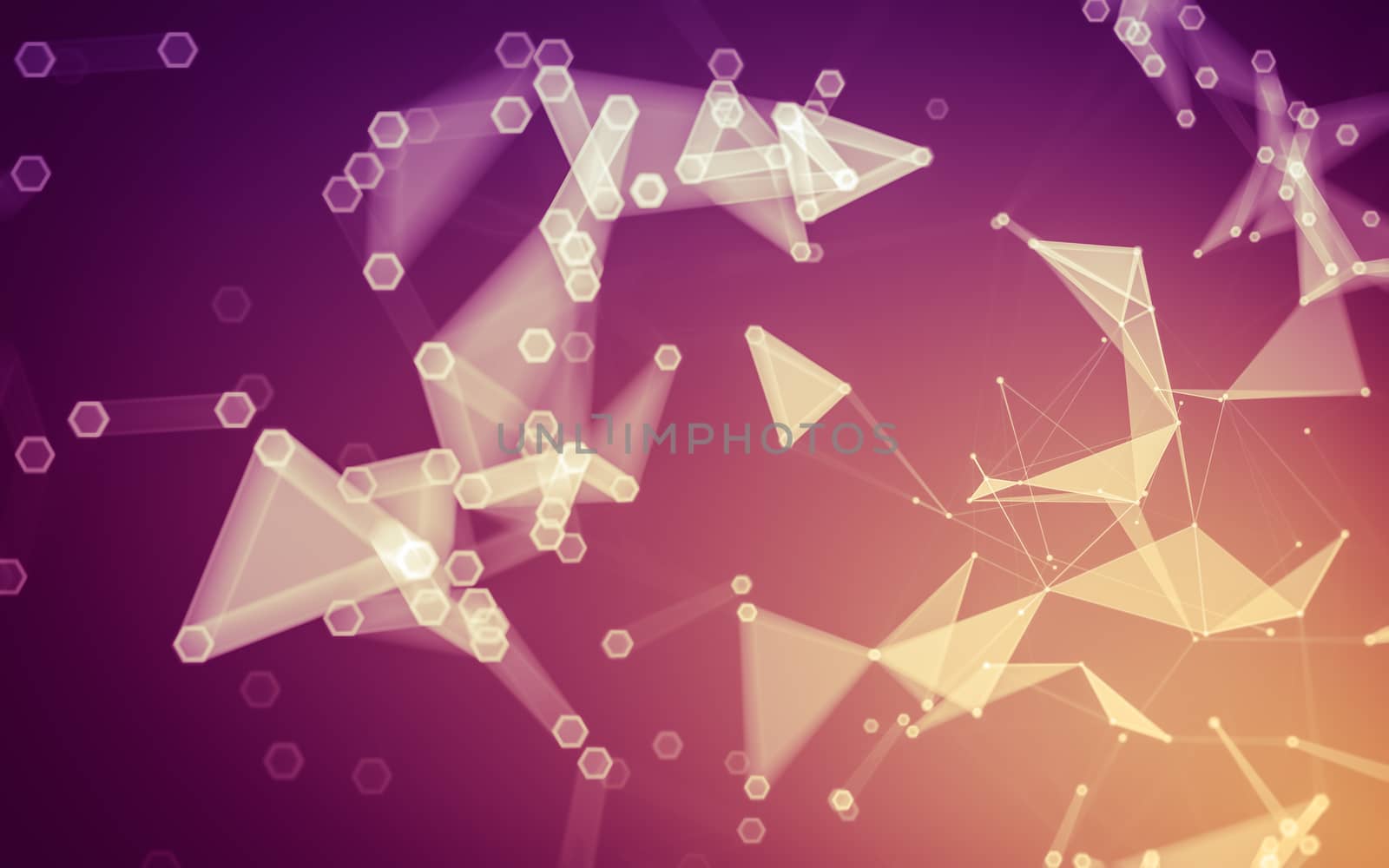 Abstract polygonal space low poly dark background with connecting dots and lines. Connection structure. 3d rendering