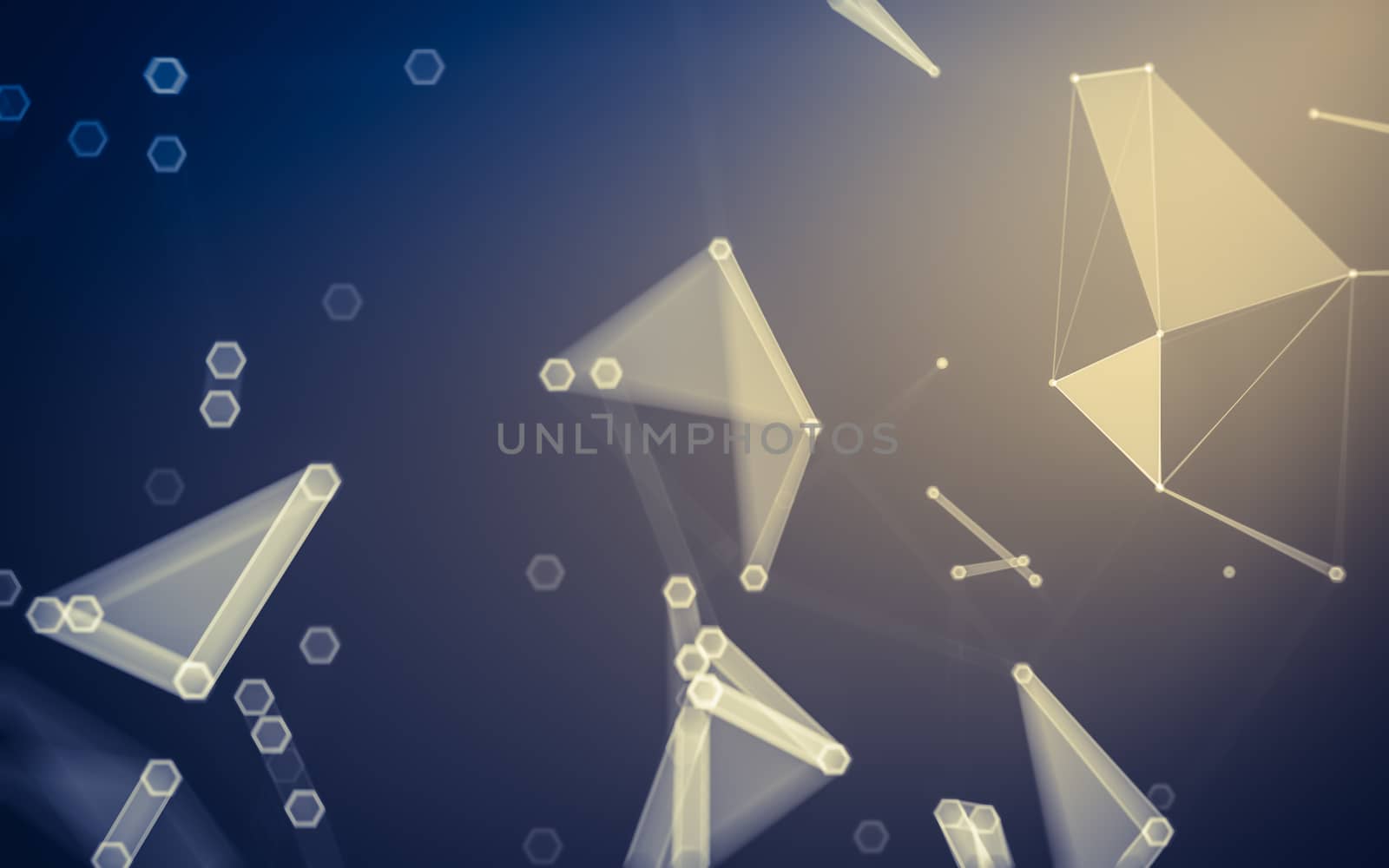 Abstract polygonal space low poly dark background with connecting dots and lines. Connection structure. 3d rendering