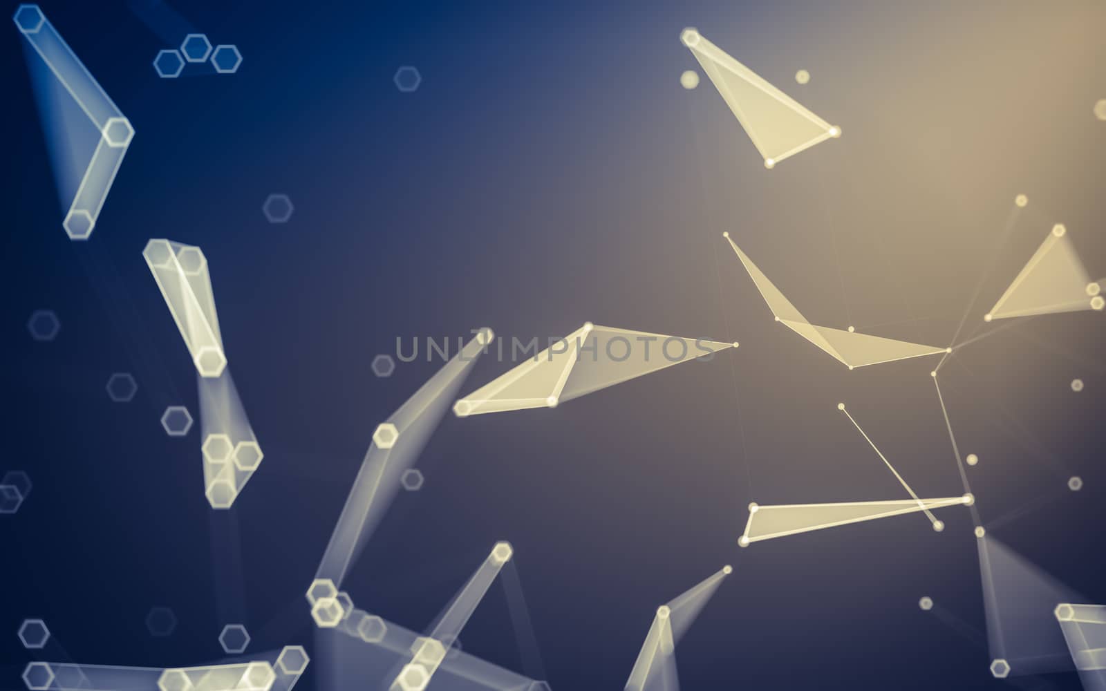 Abstract polygonal space low poly dark background with connecting dots and lines. Connection structure. 3d rendering