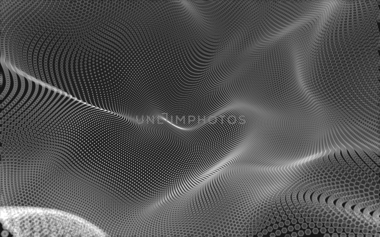 Abstract polygonal space low poly dark background with connecting dots and lines. Connection structure. 3d rendering