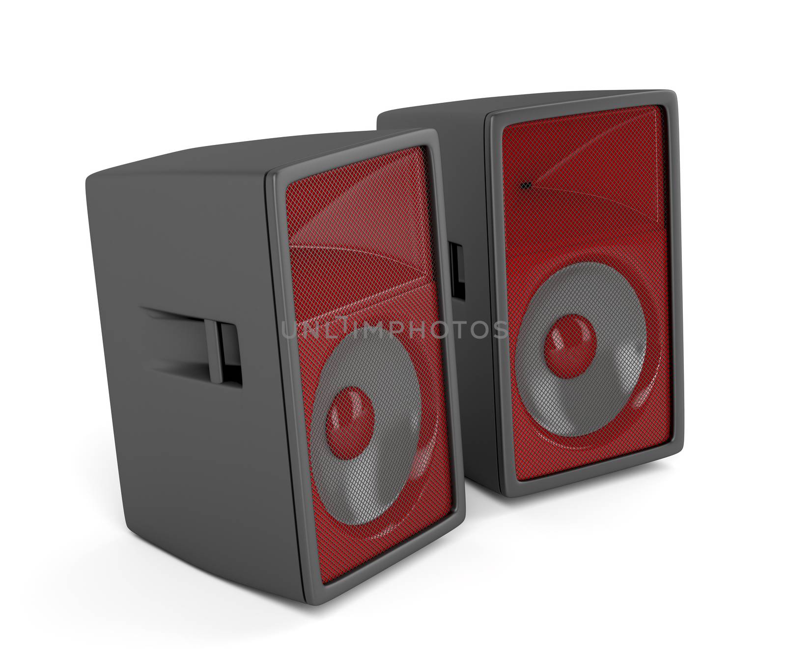 Stage loudspeakers on white background