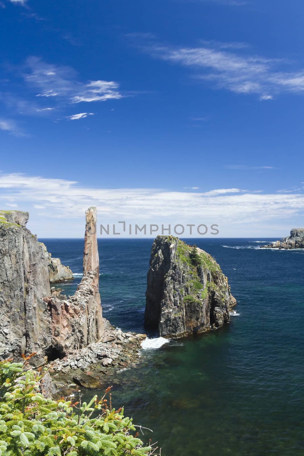 Beautiful, picturesque sea stack rock formations of Spillars Cove on Bonavista Peninsula in Newfoundland and Labrador.  It is near Dungeon Provincial Park.