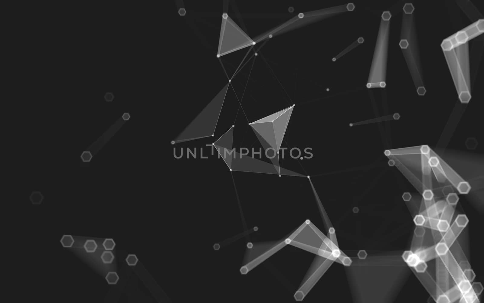 Abstract polygonal space low poly dark background, 3d rendering by teerawit