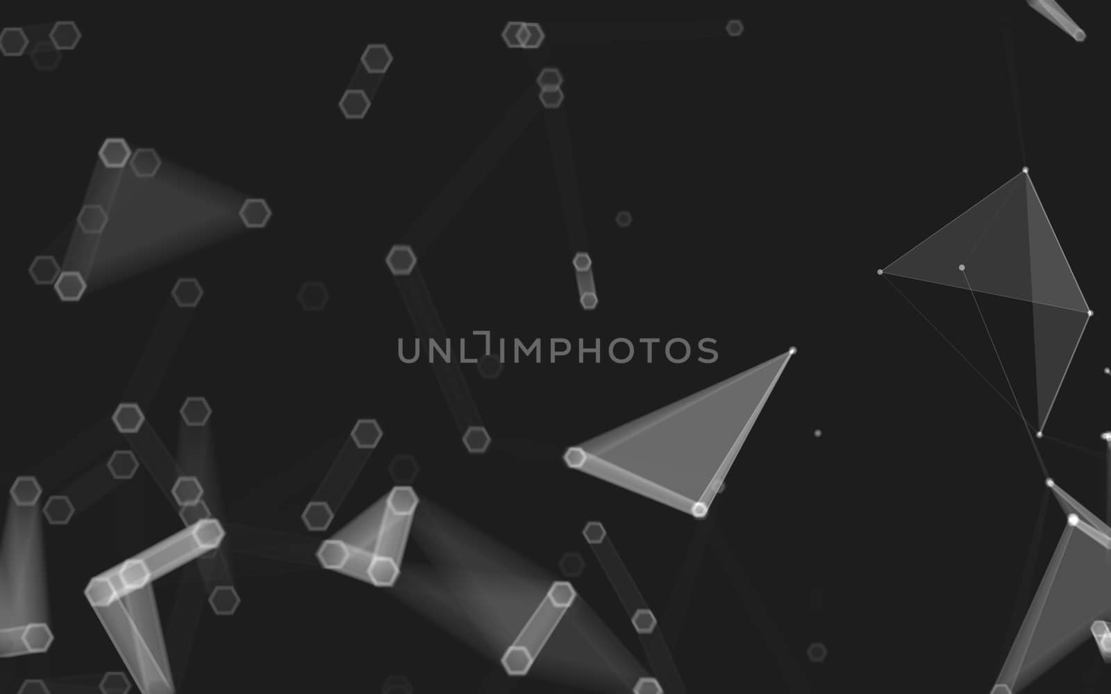 Abstract polygonal space low poly dark background with connecting dots and lines. Connection structure. 3d rendering