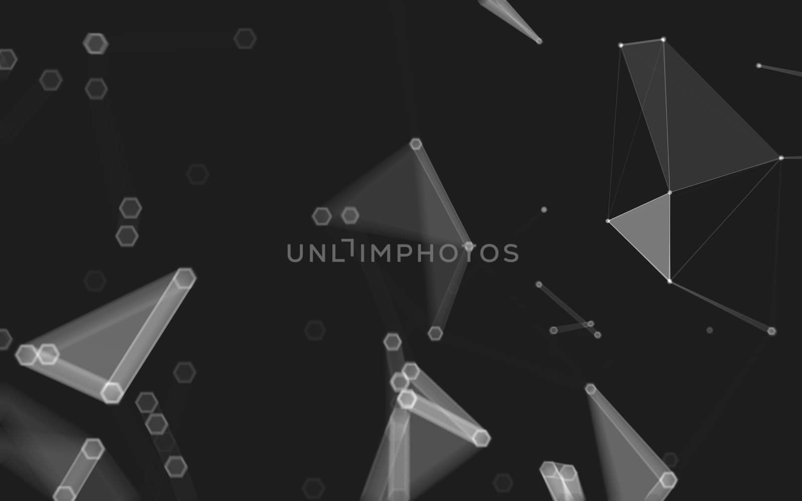 Abstract polygonal space low poly dark background, 3d rendering by teerawit