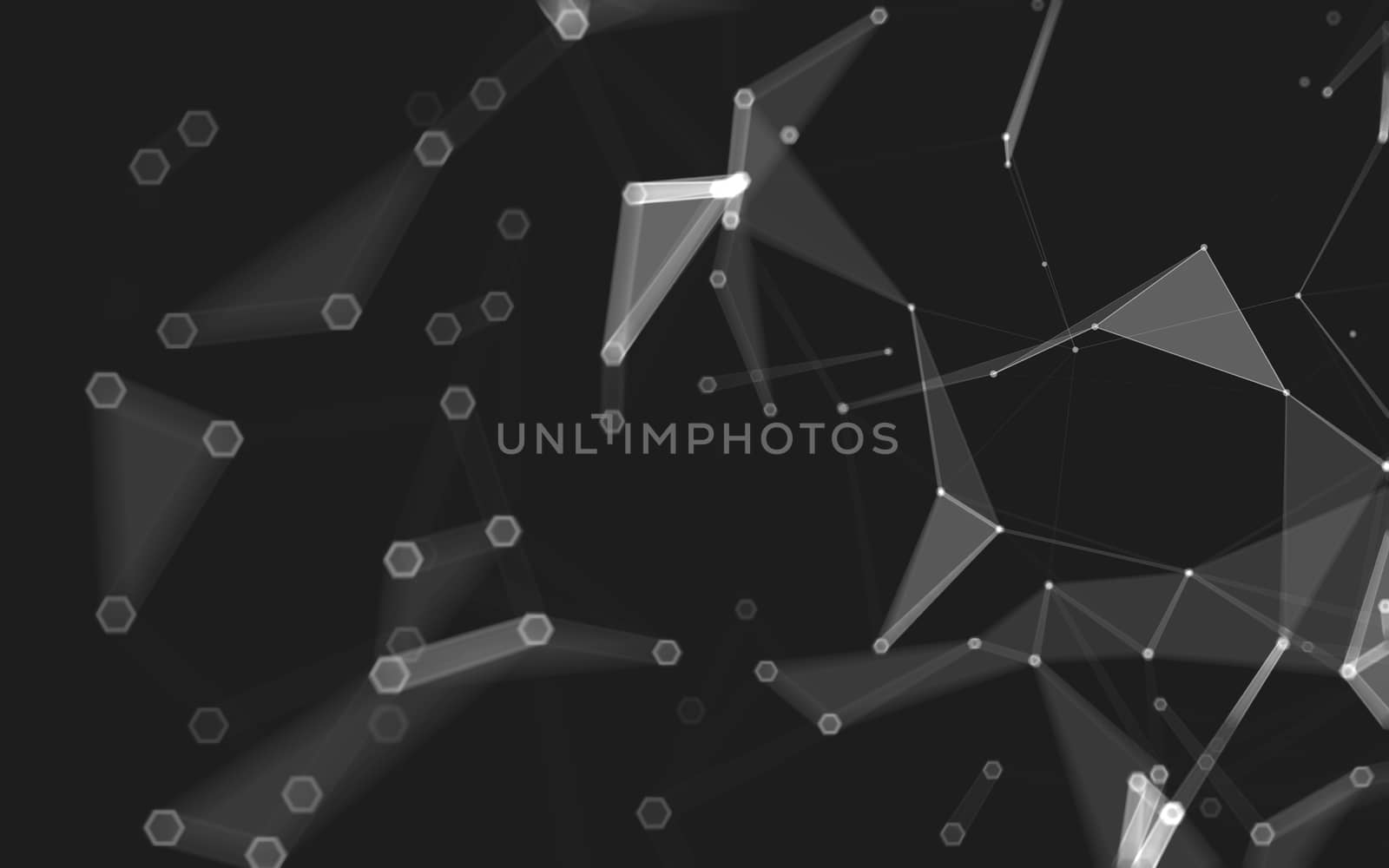 Abstract polygonal space low poly dark background with connecting dots and lines. Connection structure. 3d rendering