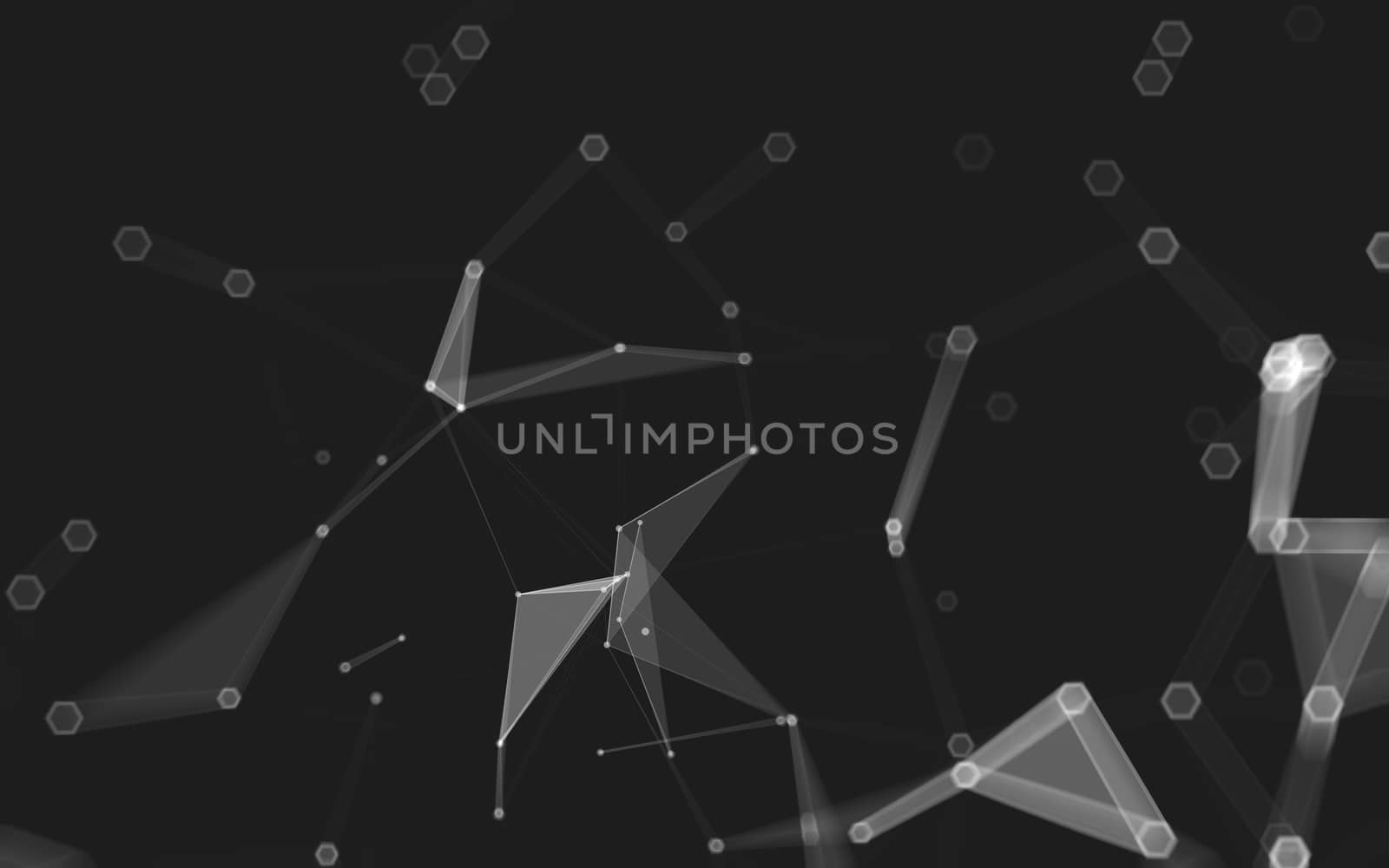 Abstract polygonal space low poly dark background with connecting dots and lines. Connection structure. 3d rendering