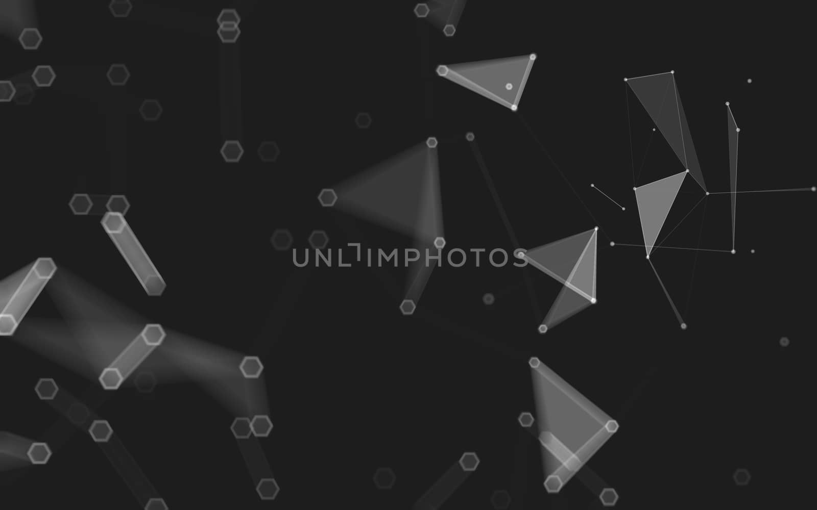 Abstract polygonal space low poly dark background, 3d rendering by teerawit