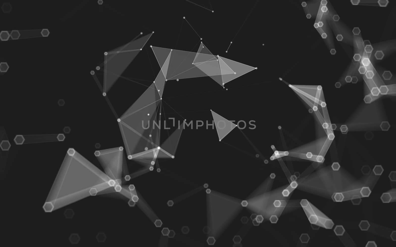 Abstract polygonal space low poly dark background, 3d rendering by teerawit